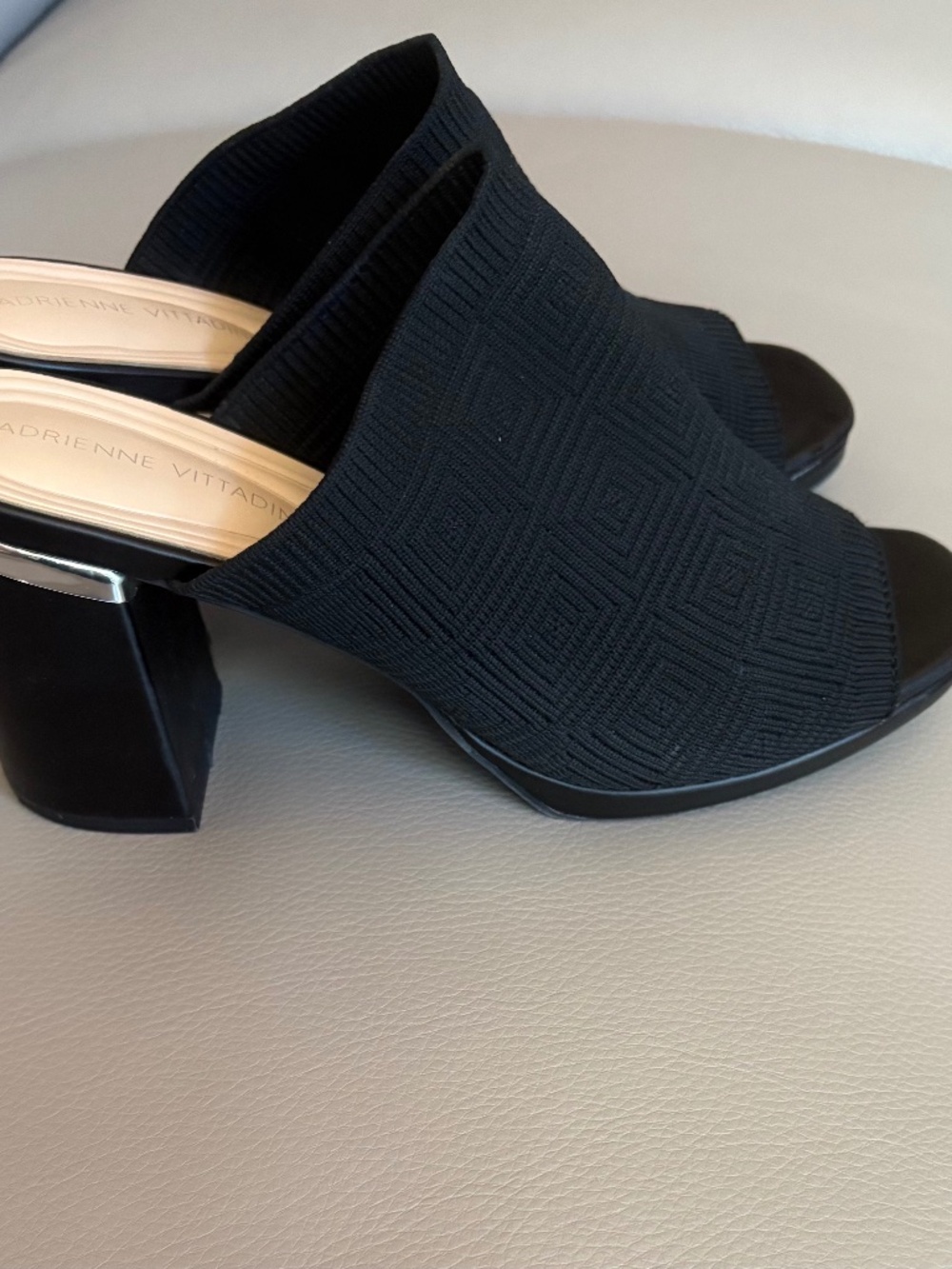 Adrienne Vittadini Open Toe Knit Mules